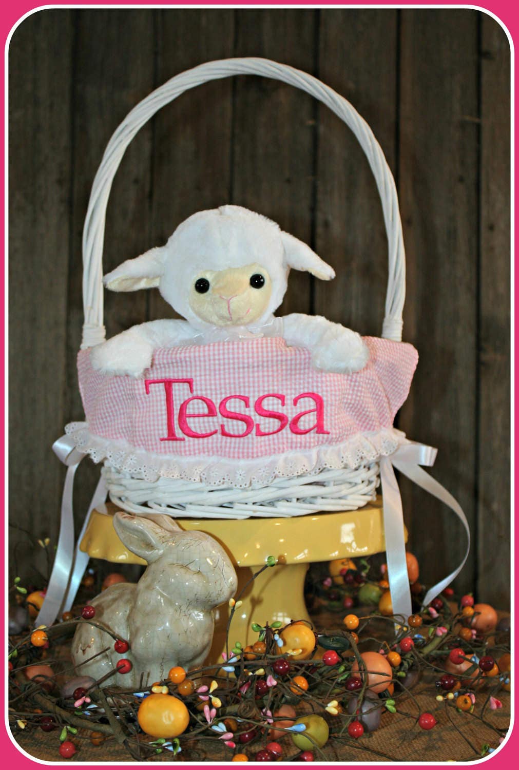 White Easter Basket Easter Basket Custom by CarmensCustomCreatio