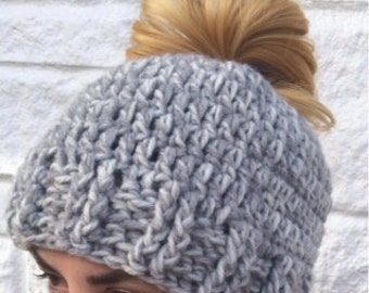 PATTERN - Messy Bun Hat Crochet Pattern - Great for the Advanced Beginner or Better