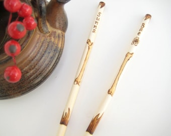 Bones Personalized Chopsticks - engraved chopsticks - Wooden chopsticks - Custom chopsticks - Korean chopsticks - Unique Chopsticks - Gift