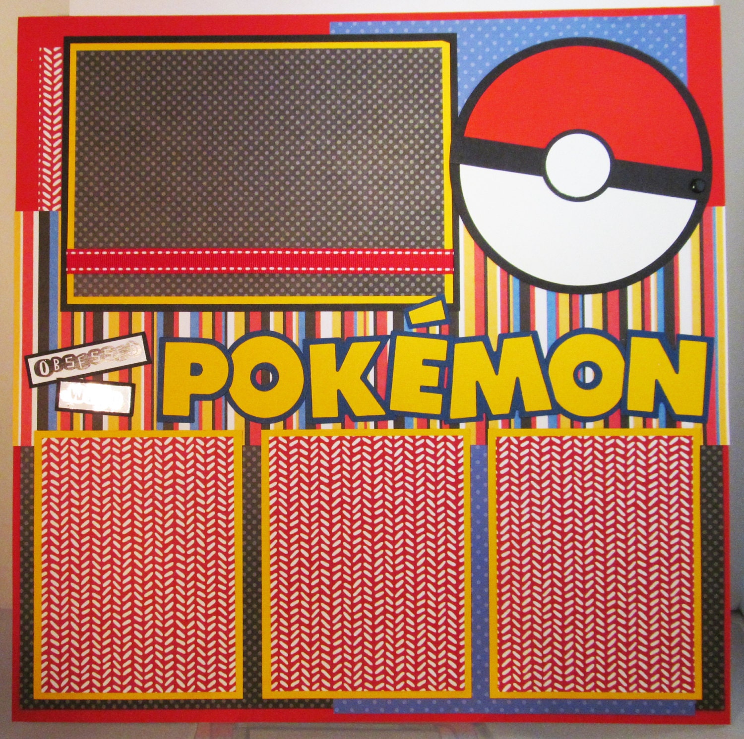 POKEMON 12x12 Scrapbook Layout Page POKEBALL from HLPaperCrafts on Etsy