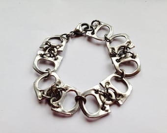 Lightweight Chain Bracelet, Silver Aluminium and Stainless Steel Bracelet, Recycled, Original, Unique, Unisex Bracelet