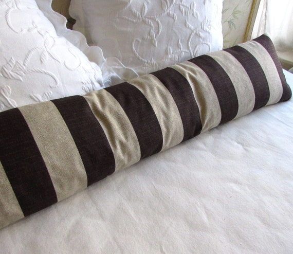 12x54 BROWN STRIPES long decorative bolster pillow