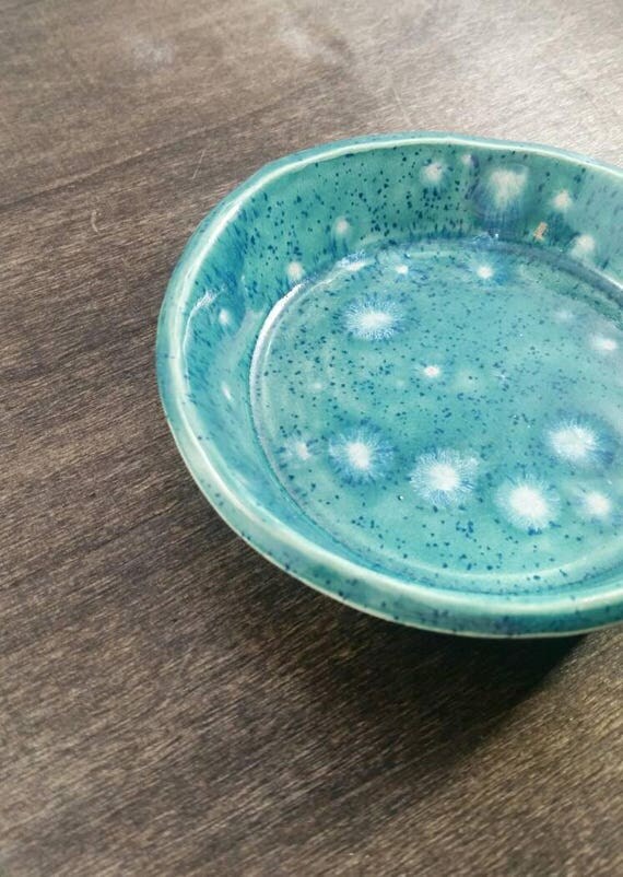 Items similar to Turquoise Speckled Ceramic Dish Small Blue Speckled