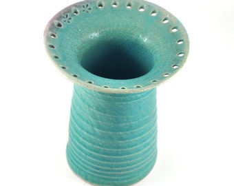Ceramic Earring Holder Organiser Aqua Green Matte Glaze Handmade Pottery for Jewellery Display by Dawn Whitehand