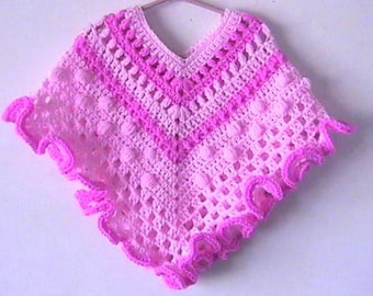 Toddler Girl Crochet Poncho Pattern Instant Download