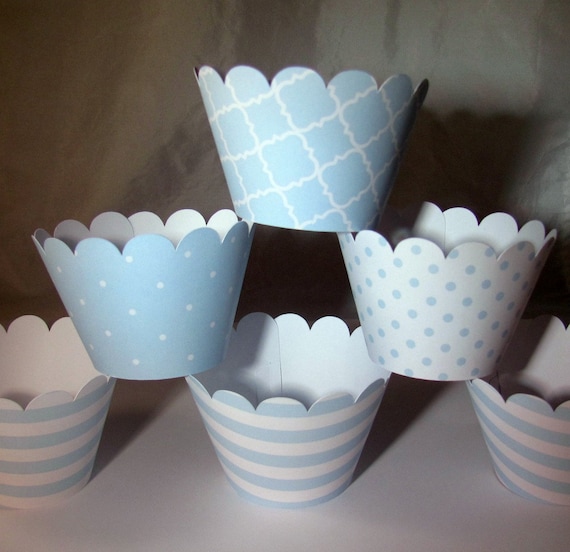 Baby Blue Cupcake Wrapper Baby Shower Cupcake Wrappers Blue