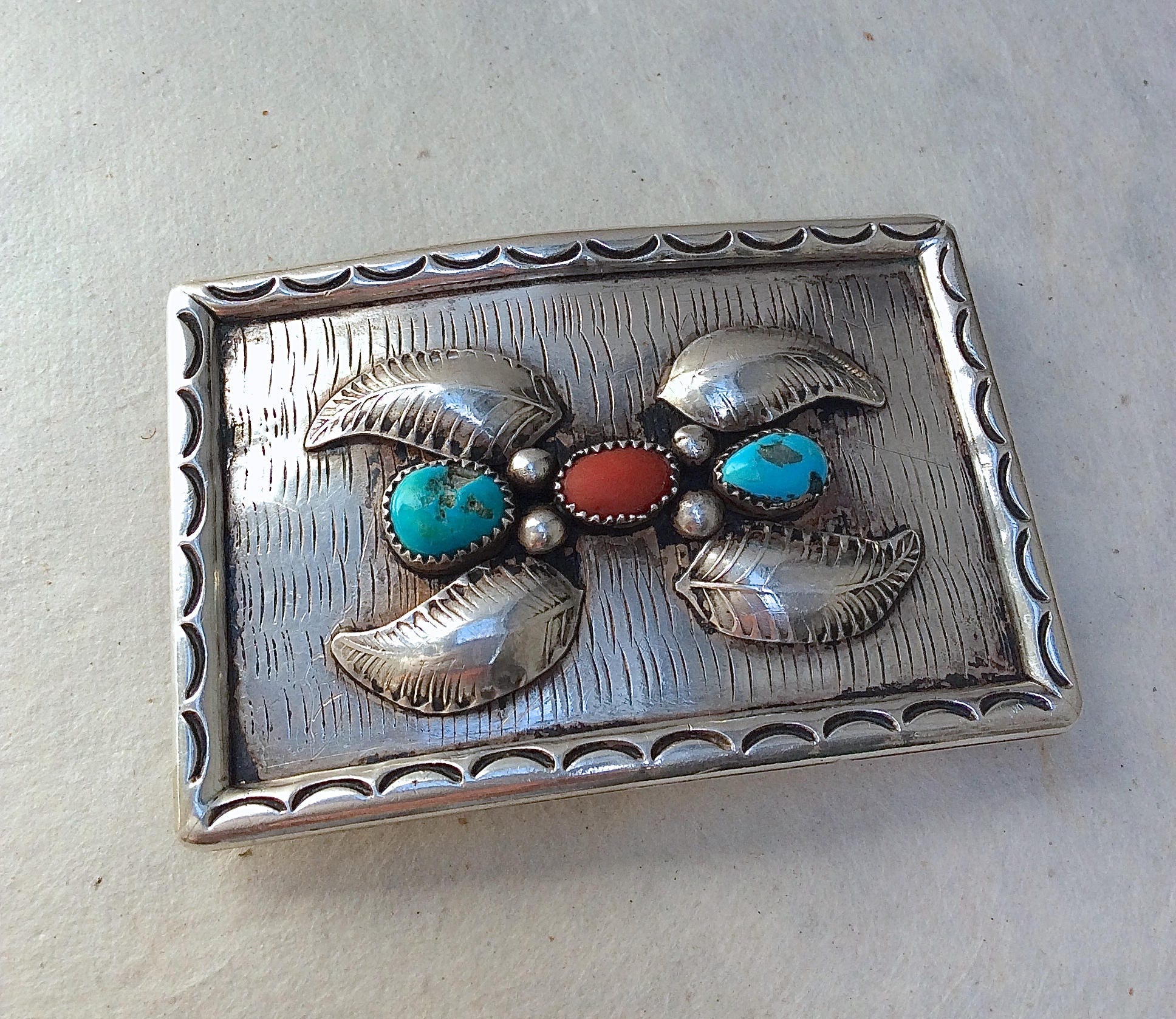 Vintage Turquoise Stone Belt Buckle Native American Buckle