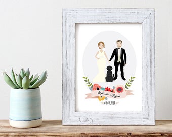 Custom Wedding Portrait Illustration | Couple Portrait | | Unique Wedding Gift | Anniversary Gift | Personalized Gift | Gift for Newlyweds