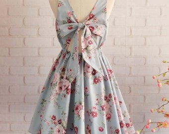 Blue dress Blue floral dress Blue party dress floral party dress floral sundress Blue bridesmaid dresses floral bridesmaid dresses
