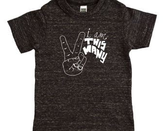 I Am This Many Kids Birthday Shirt - Two - Funny Second Birthday Graphic Tee - Boys or Girls Birthday Shirt - I'm This Many