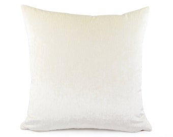 Cream Velvet Throw Pillow Cover, Custom Size 18x18, 20x20, 22x22, Lumbar Pillow, Velvet Pillow for Couch, Off White Cushion, Accent Pillow