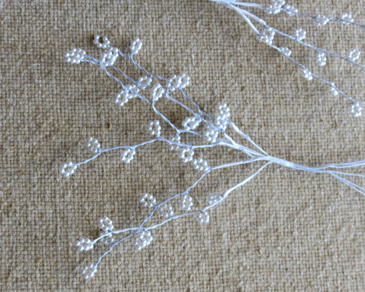 Wire Picks, Beaded Picks for Wedding Flowers, 12 pcs, Floral Pick