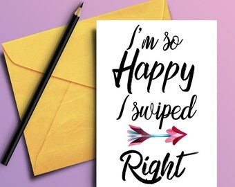 Tinder card - Love card - Funny love card - Swiped right card - Digital art print - Boyfriend card - Girlfriend card - PRINTABLE card