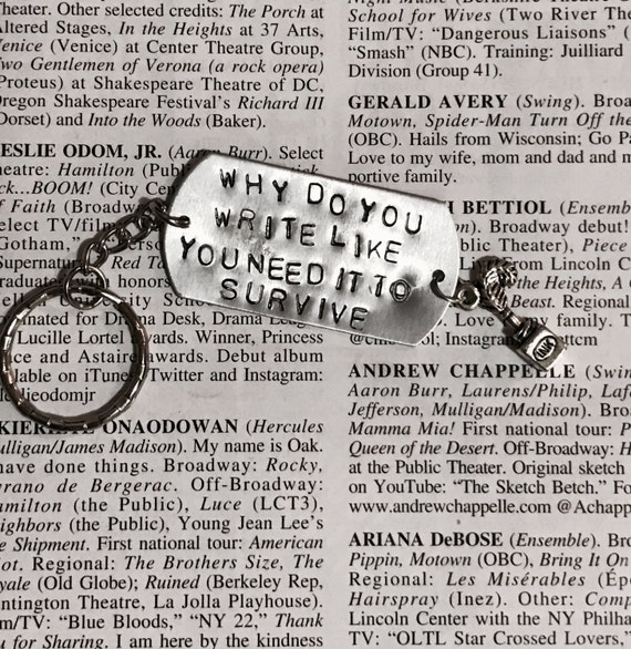 Hamilton Broadway Non Stop Lyrics Charm Keychain by Westeros