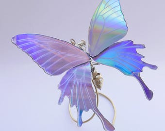 Watch Parts and DVD Wing Butterfly Sculpture No 2 Upcycled Steampunk Beautiful Art Iridescent CD Rainbow Fairy A Mechanical Mind Insect