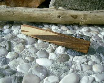 TIE CLIP - Wooden Spalted MAPLE Tie Bar, Handmade Tie Clip