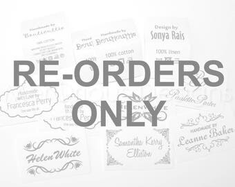 White Cotton Labels. Black Print on Medium Weight White Cotton. Flat Cut or Foldable clothing labels. Personalized labels. Cotton Labels