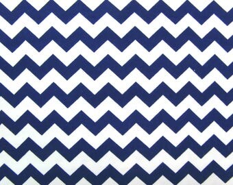 Flannel Fabric by the Yard in a Navy Blue and White Chevron Print 1 Yard
