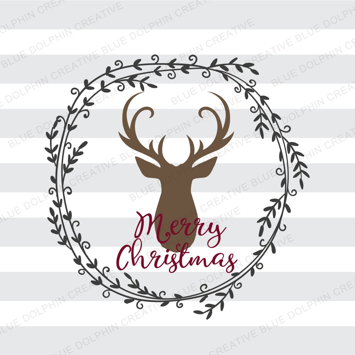 Download Rustic Merry Christmas with deer wreath SVG DXF png pdf jpg