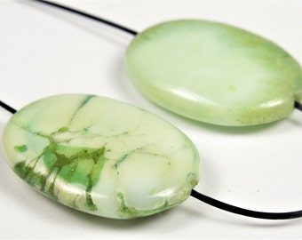 Australian Chrysoprase Oval Pendant Bead - 2 Pieces - 25mm x 18mm - B6389