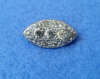 Vintage Eye Shaped Rhinestone Brooch Pin, small costume jewelry