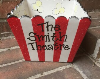 Personalized Large Square Popcorn Bowl