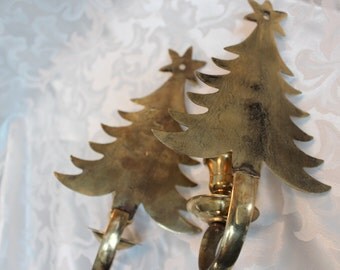 Solid Brass Vintage Christmas Tree Wall Sconces - Candle Holders - CandlestickHolders