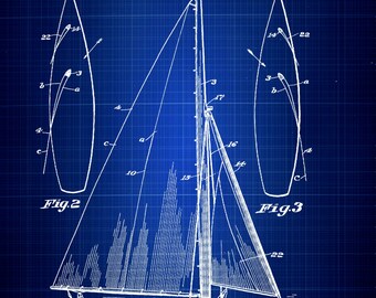 sailboat blueprint art