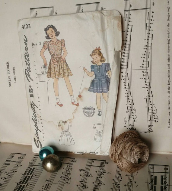 Retro Little Girls Dress Pattern Size 2 Vintage Sewing