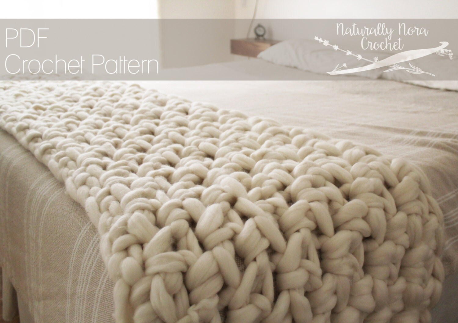 Crochet PATTERN The Hygge Blanket one size throw blanket