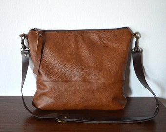 Leather Crossbody Bag, Genuine Leather Shoulder Purse, Brown Crossbody Bag Purse