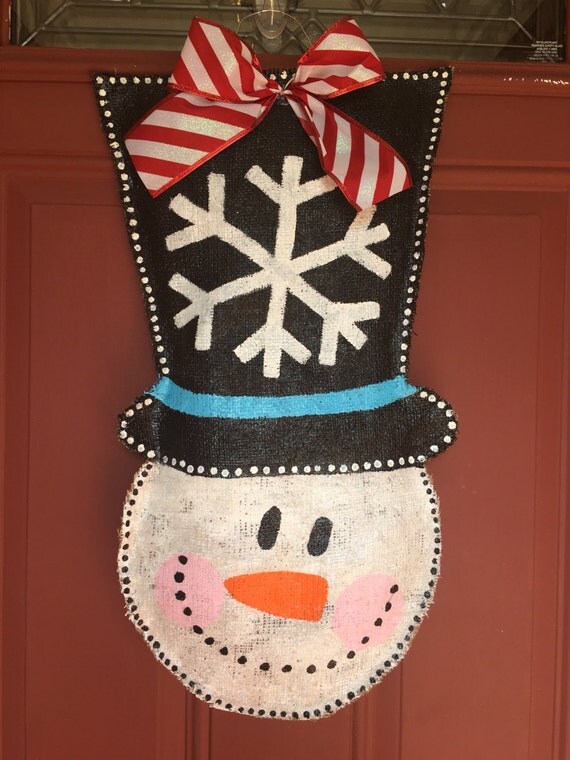 Snowman Burlap Door Hanger Christmas Door Hanger Christmas