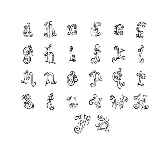 Sketch Scroll Alphabet - Upper Case - Lower Case - Alphabet Clip Art ...