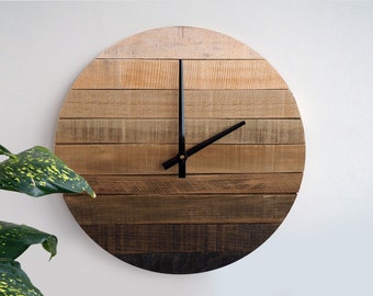 Gradient Rustic Wall Clock, Large Wall Clock, Weathered Wood Clock, Home Decor, Reclaimed Wood Decor, Ready to Ship, Gift Idea