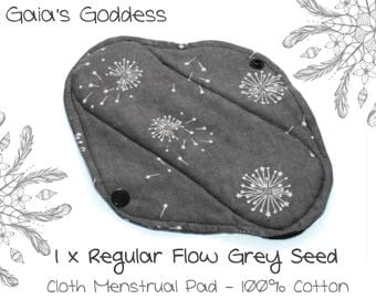 1x Reusable Cloth Menstrual Pad (Regular Flow - Grey Seed) Cotton Sanitary Pad