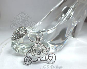 Cinderella Carriage Pearl Cage Silver Plated Charm Necklace Princess Pick A Pearl or Wish Pearl Epcot Pumpkin Locket