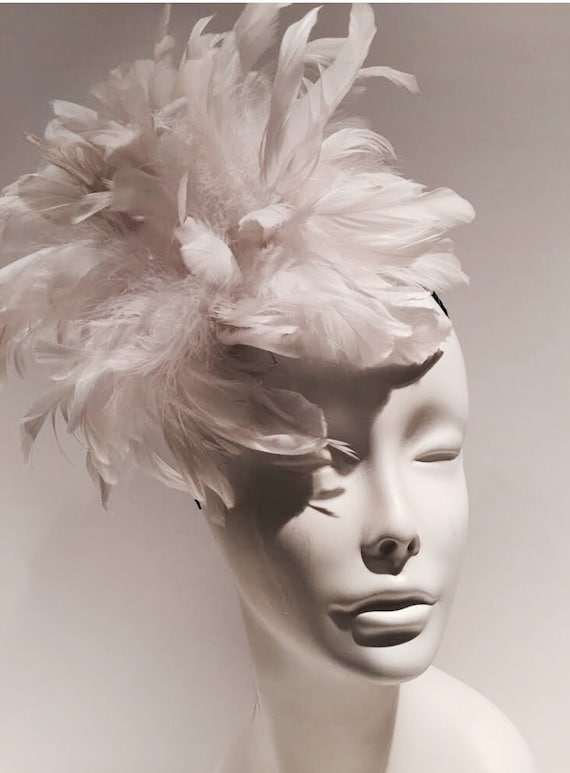 White Fascinator Feather Headpiece Derby Fascinator
