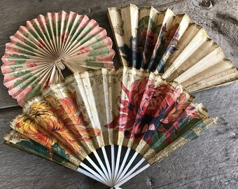 1920s French Hand Fans, Decorative, Fete Fans, Celebration Party Decor, Fan Collection