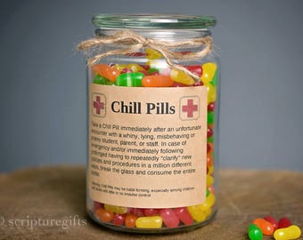 Chill Pill For Various Themes Glass Apothecary Jar Funny Gag