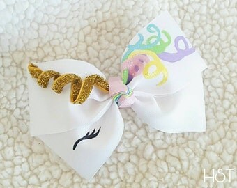 Unicorn Birthday, Hair Bow for girls, Unicorn Headband, 1st Birthday bow, toddlers hair Clip, Hand Painted Bow, Kawaii unicorn girls, Baby