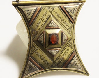Gris Gris Tuareg Talisman Amulet Pendant, Extra Large African Pendant (AE48)