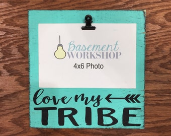Love my tribe photo block - wood photo dosplay - picture frame - family frame - customizable - family christmas gift - friend gift