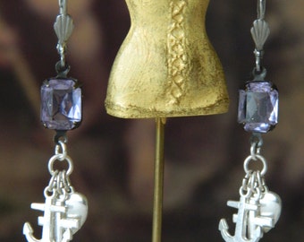 SALE 15% coupon code MARCH15 Sterling Faith Hope Charity Earrings by 58diamond