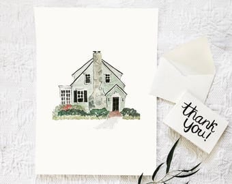 House Watercolor, Wedding Gift, New Home Gift, First Home, Mom Gift, Home Watercolor, New Home Announcement, Home Painting, House Painting