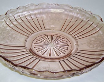 Hocking Pink MAYFAIR OPEN ROSE 11 3/4 Inch Low Flat Console Bowl