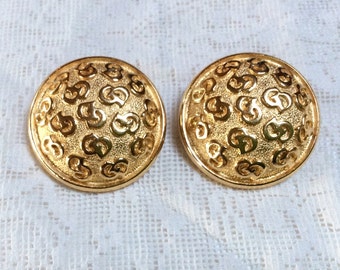 Vintage Christian Dior Earrings, Christian Dior Clip On Earrings, Signed Designer Earrings, Dior Logo Earrings, Excellent Condition, 1980s