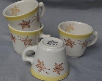 eb1842-d Four VINTAGE Restaurant Ware Diner Coffee Cups "Walker China Bedford Ohio ALCO Standard Corporation" - Maple Leaf Deco eb1842-d