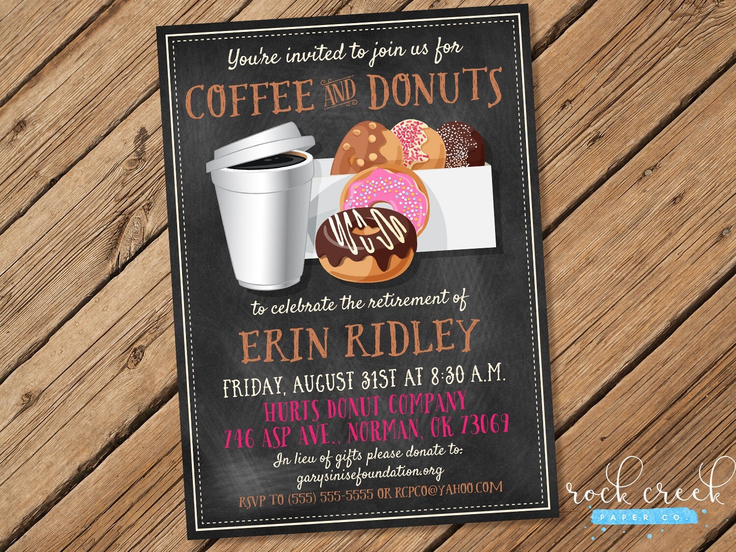 Coffee & Donuts Invitation Coffee Retirement Party Coffee