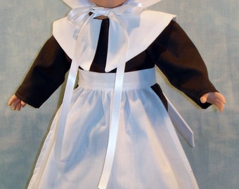 18 Inch Doll Clothes - Pilgrim Thanksgiving Girl Doll Outfit handmade by Jane Ellen to fit 18 inch dolls