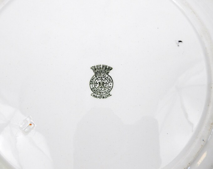 Large Serving Antique French Ceramic Dark Blue Transferware Badonviller Napoleon III Plate, Chateau, Chic, French Country Decor, Brocante